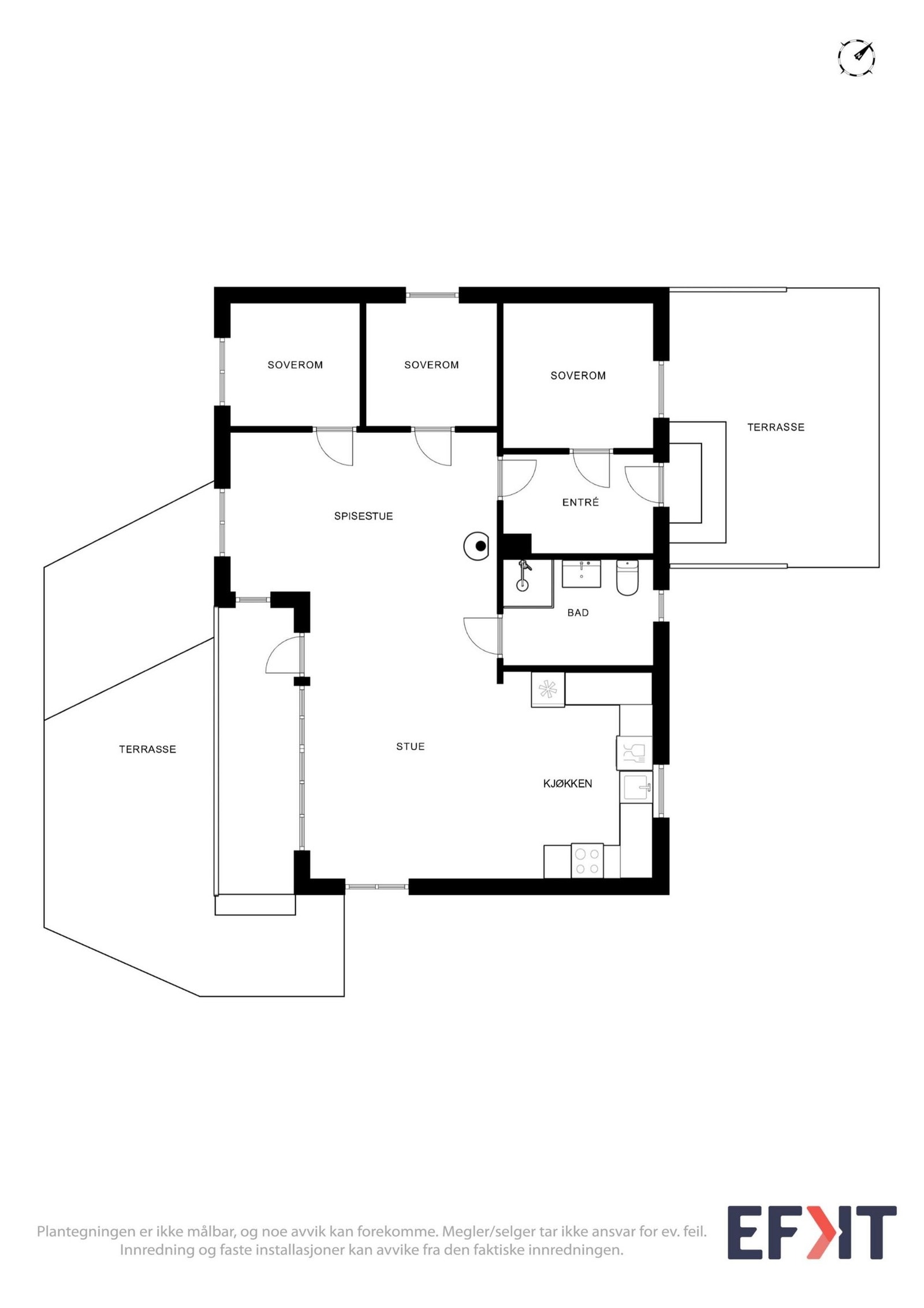 Plantegning av hytta. Gjør oppmerksom på at hems ikke er tegnet inn. Galleribilde