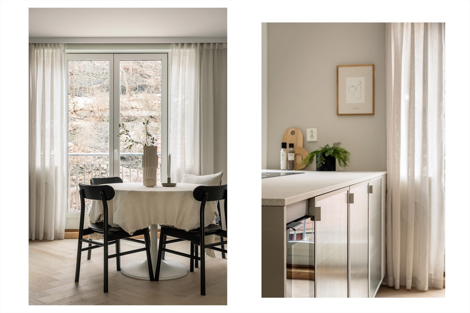 Spiseplassen har utgang til en fransk balkong, noe som gir god tilgang til naturlig lys. Galleribilde