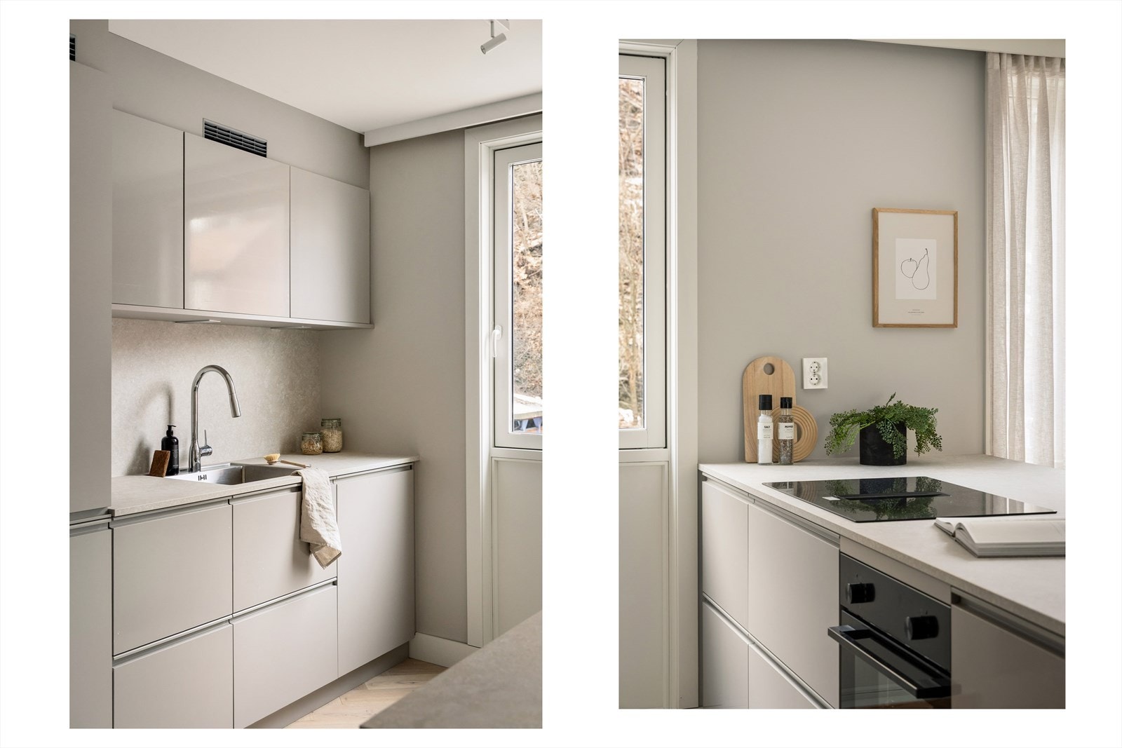 Medfølgende hvitevarer bestående av induksjonstopp, ovn, kjøl/frys, vinskap(Witt) og oppvaskmaskin. Galleribilde