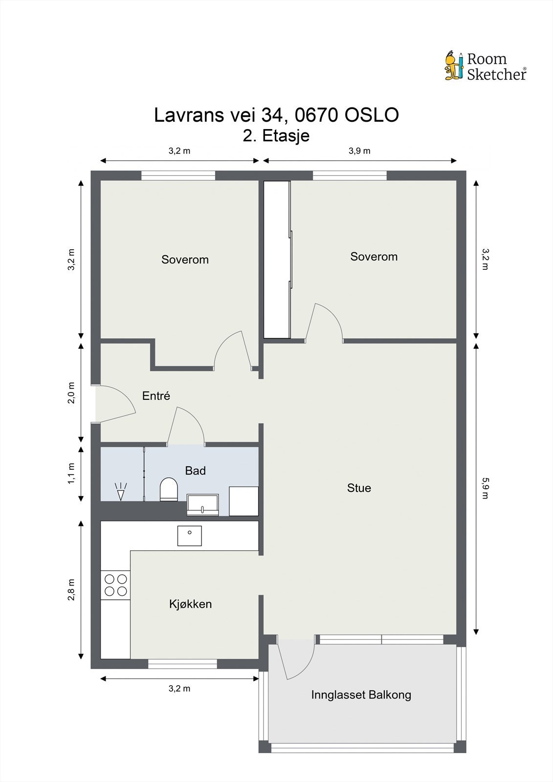Plantegning. Svært god planløsning som gir mange møbleringsmuligheter Galleribilde