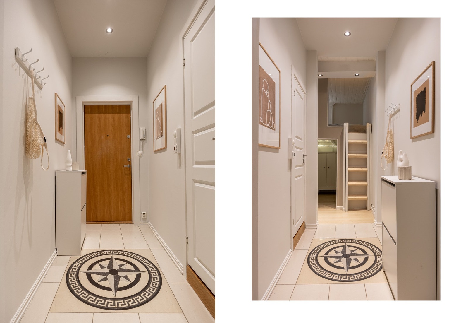 Ytterligere lagringsplass i kjellerbod og loftsbod. Nymalt, med spotlys og flis. Galleribilde