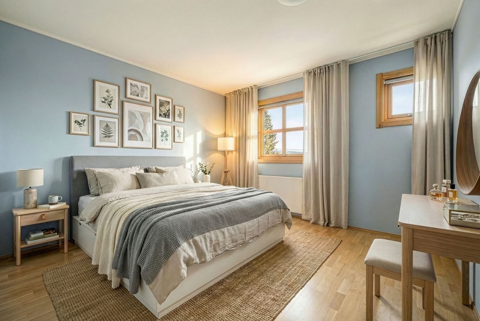 Trivelig soverom med god plass til dobbeltseng. Parkettgulv og masse garderobeplass. Galleribilde