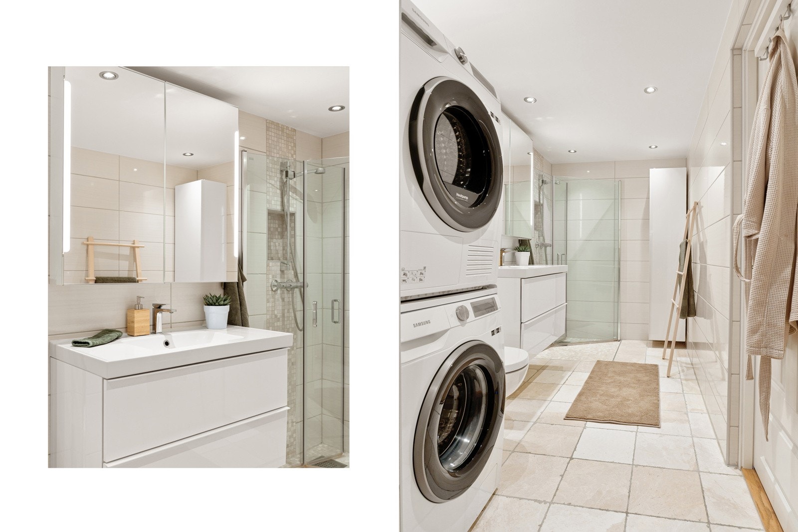 Badet er flislagt og oppusset i 2015, og fremstår som romslig og moderne. Galleribilde