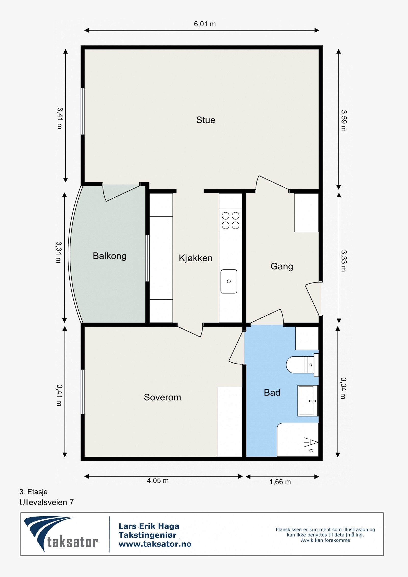 Plantegning - 3. etasje med heis. Galleribilde