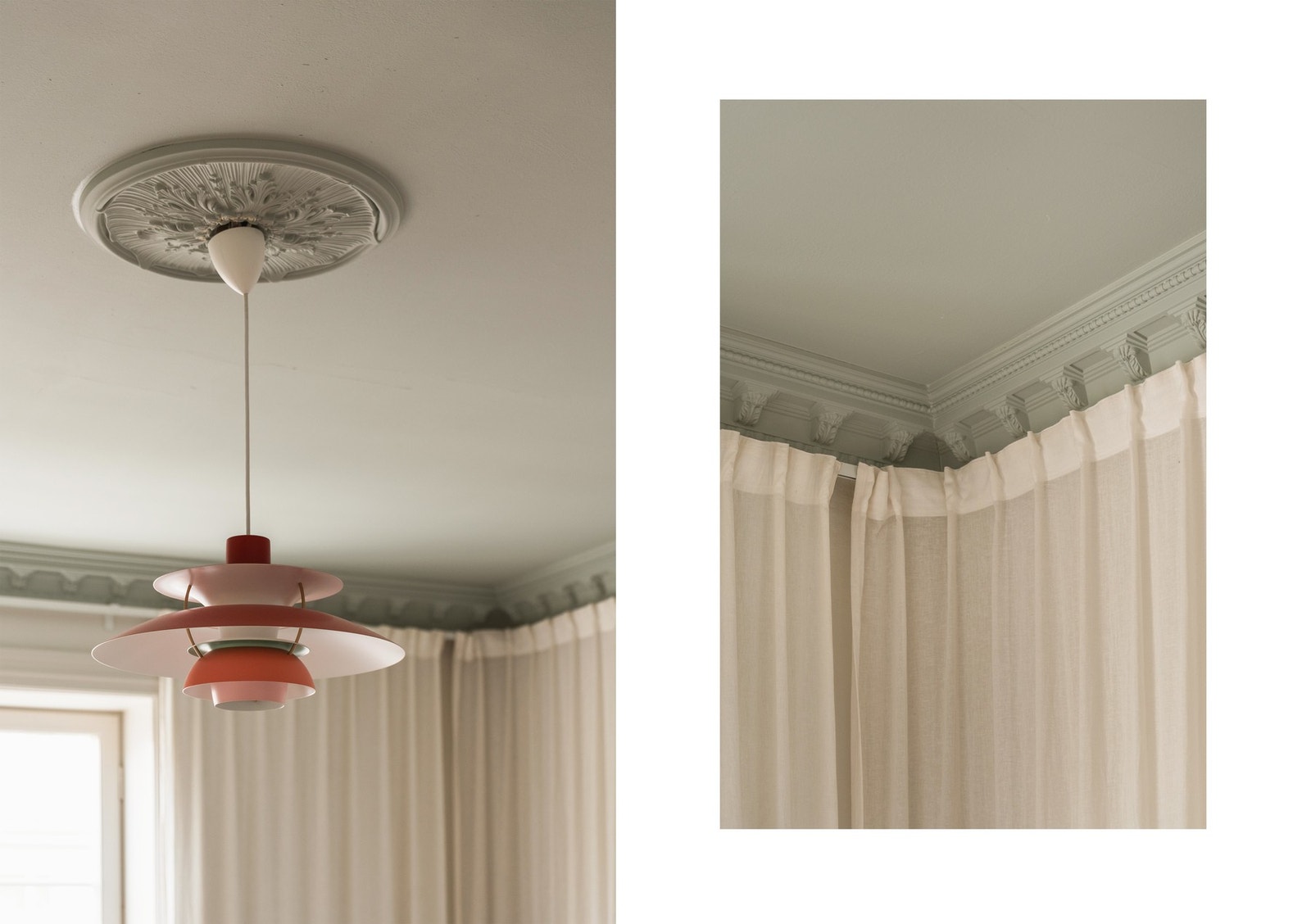 Stukkaturer og rosetter i tak setter et klassisk preg på leiligheten. Galleribilde