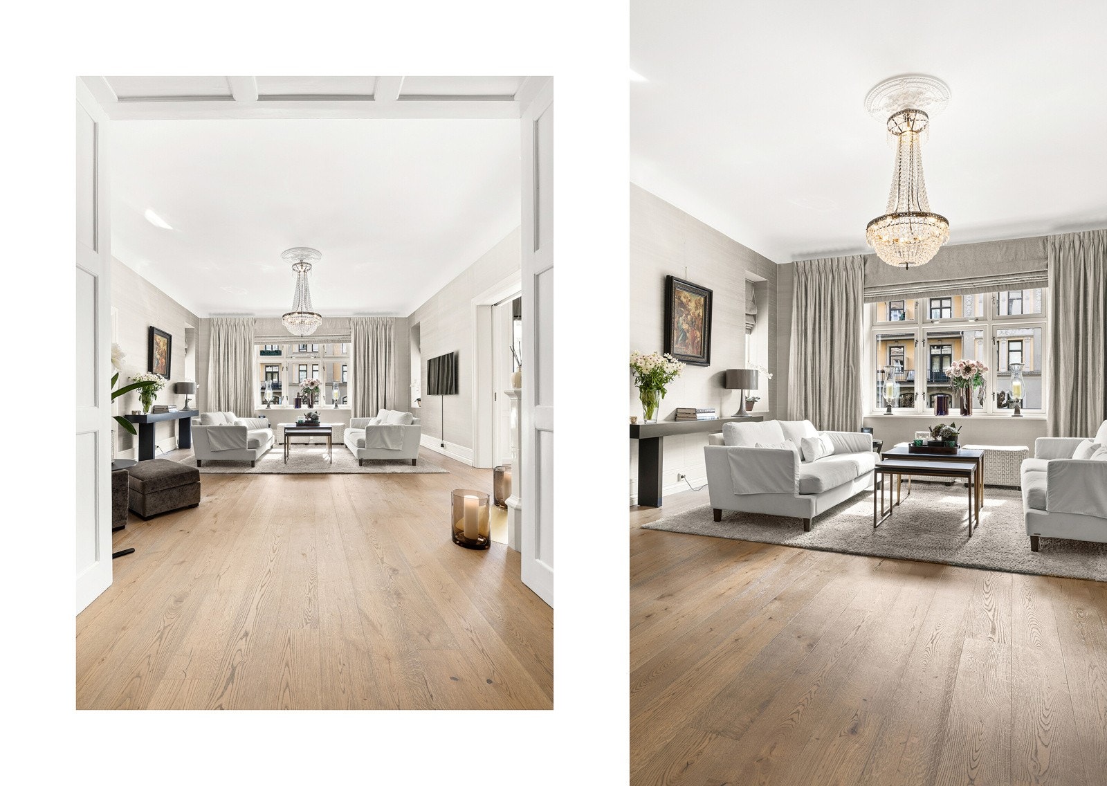 Stuen setter standarden for resten av boligen - en sofistikert kombinasjon av klassisk arkitektur og moderne eksklusivitet. Galleribilde