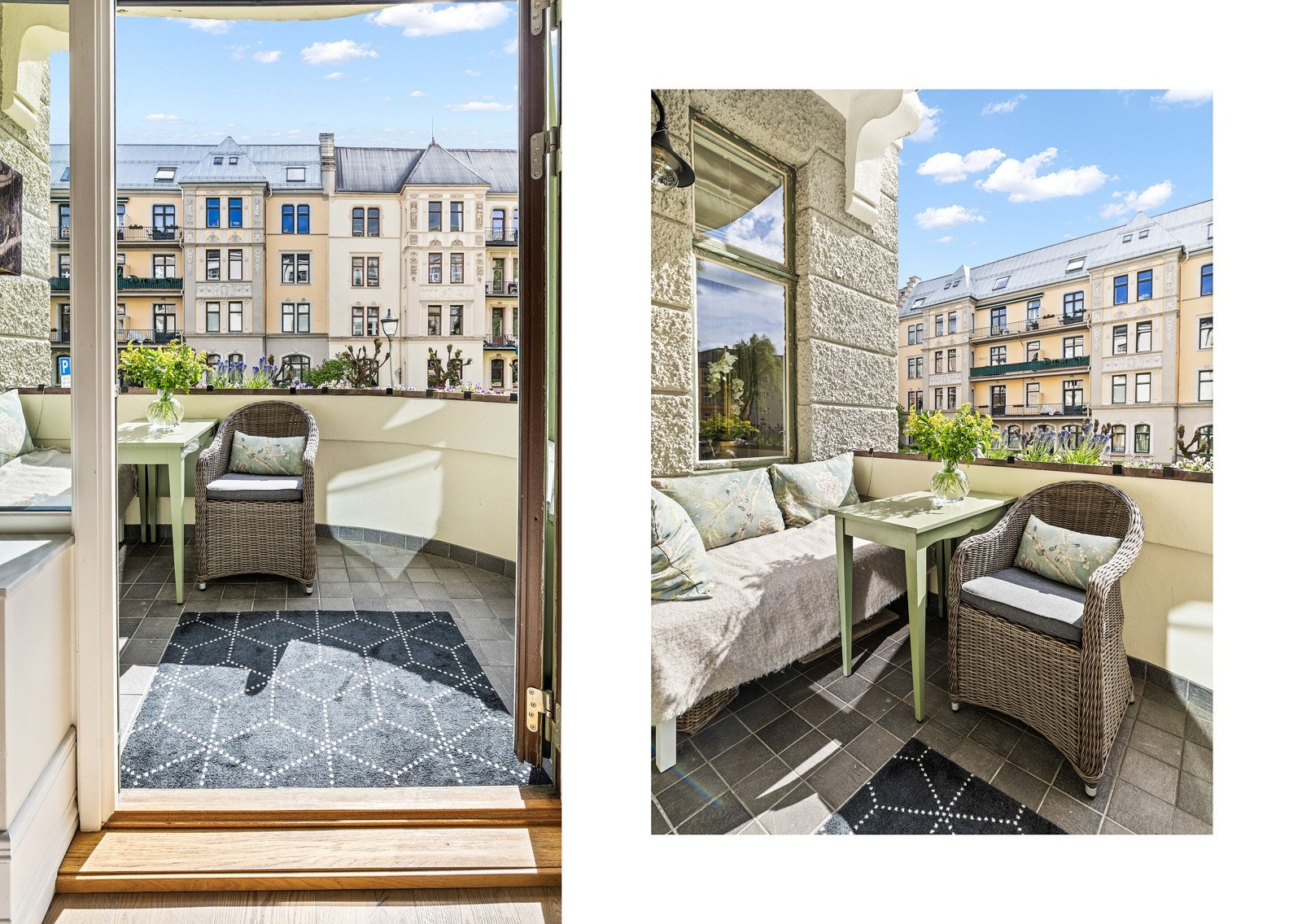 Fra spisestuen åpner dørene seg til en balkong på ca. 5 kvm - et ettertraktet uterom med vakker utsikt. Galleribilde