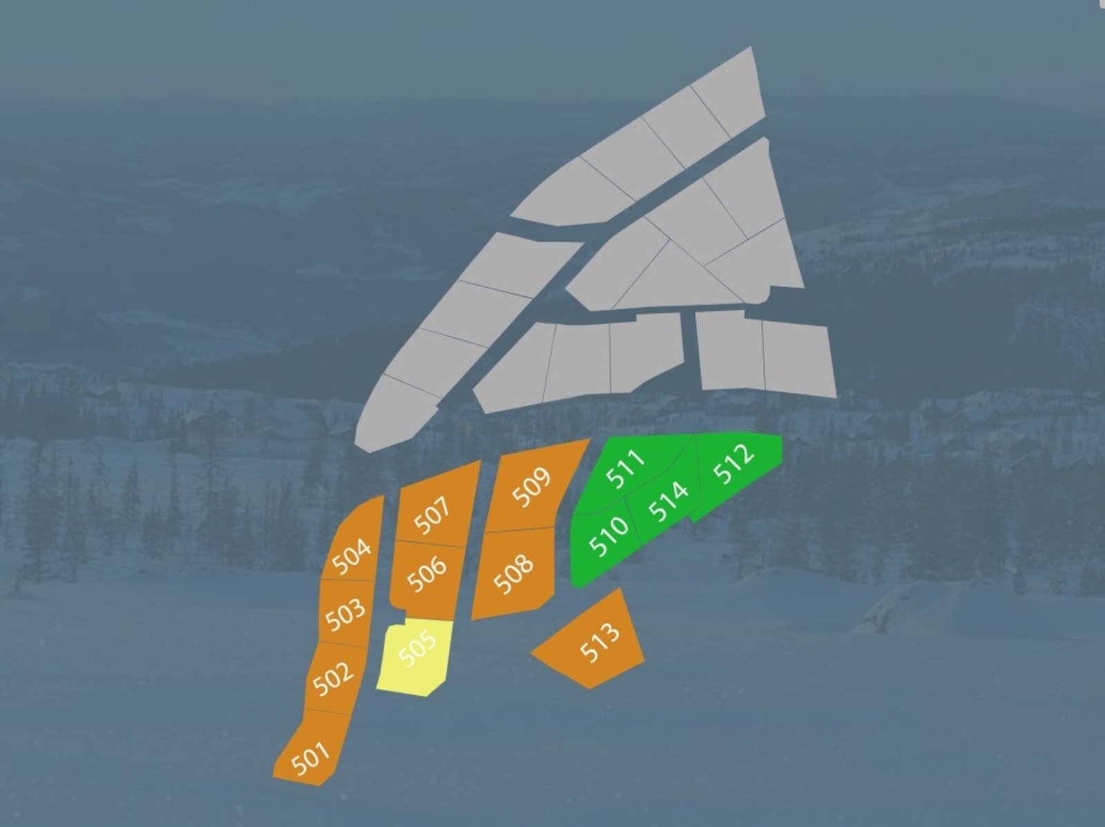 Tomtekart Mosetertoppen V.
I annonsen er tomt 511 priset Galleribilde