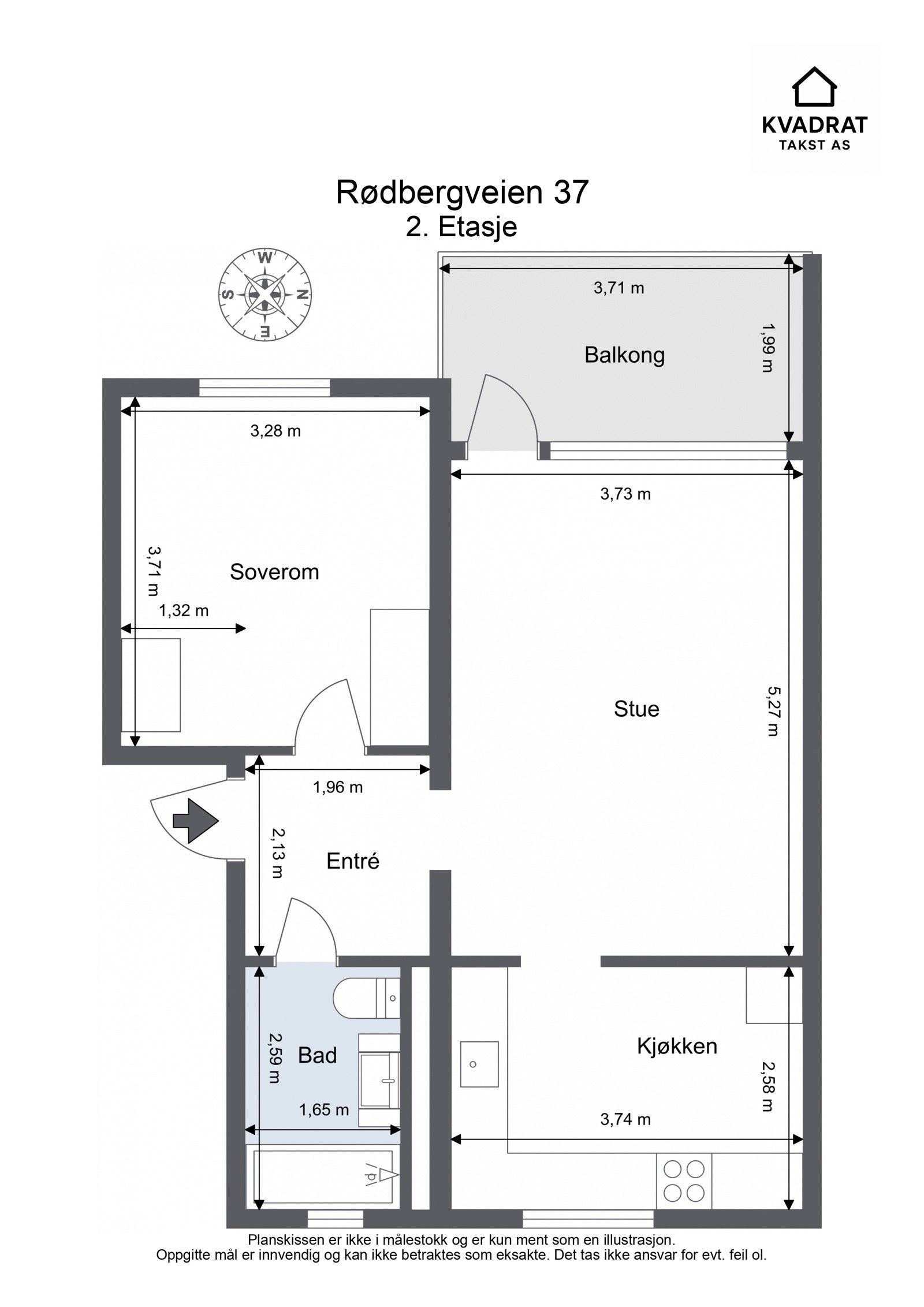 Plantegning - Rødbergveien 37 - 2. etasje Galleribilde