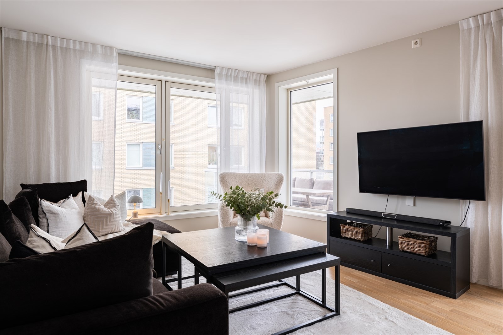 Veggene er malt i en delikat fargepallett, noe som gjør det enkelt å innrede etter eget ønske Galleribilde