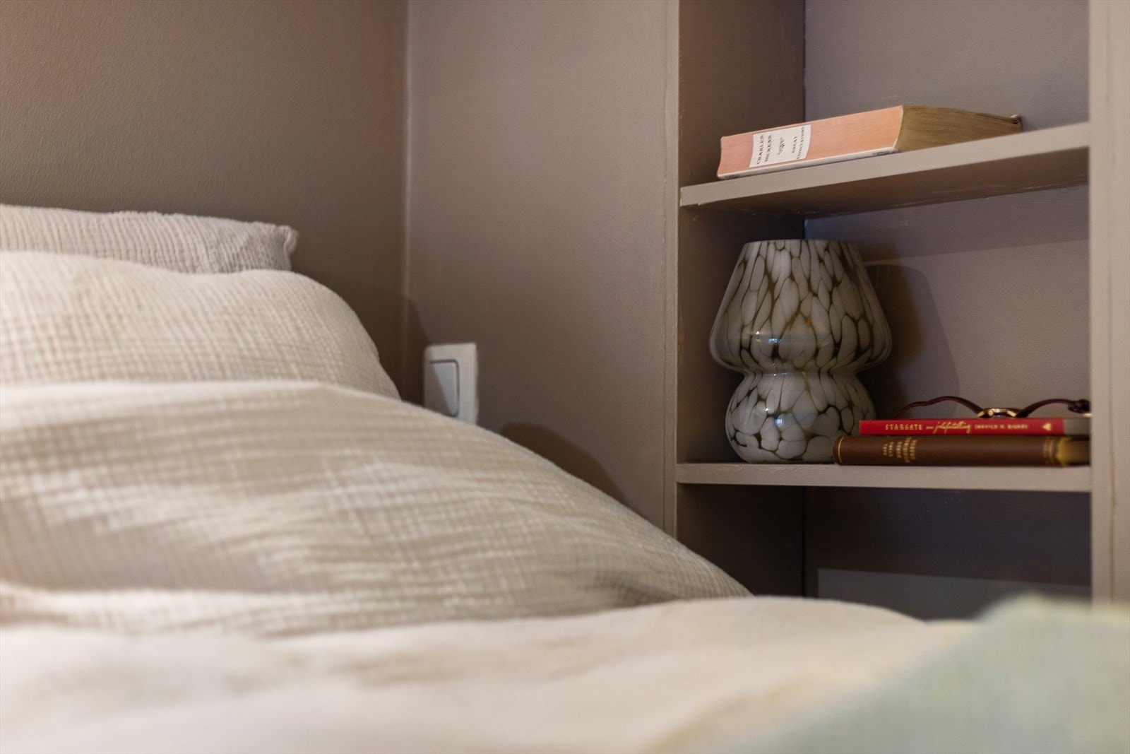 Plassbygde hyller. Galleribilde