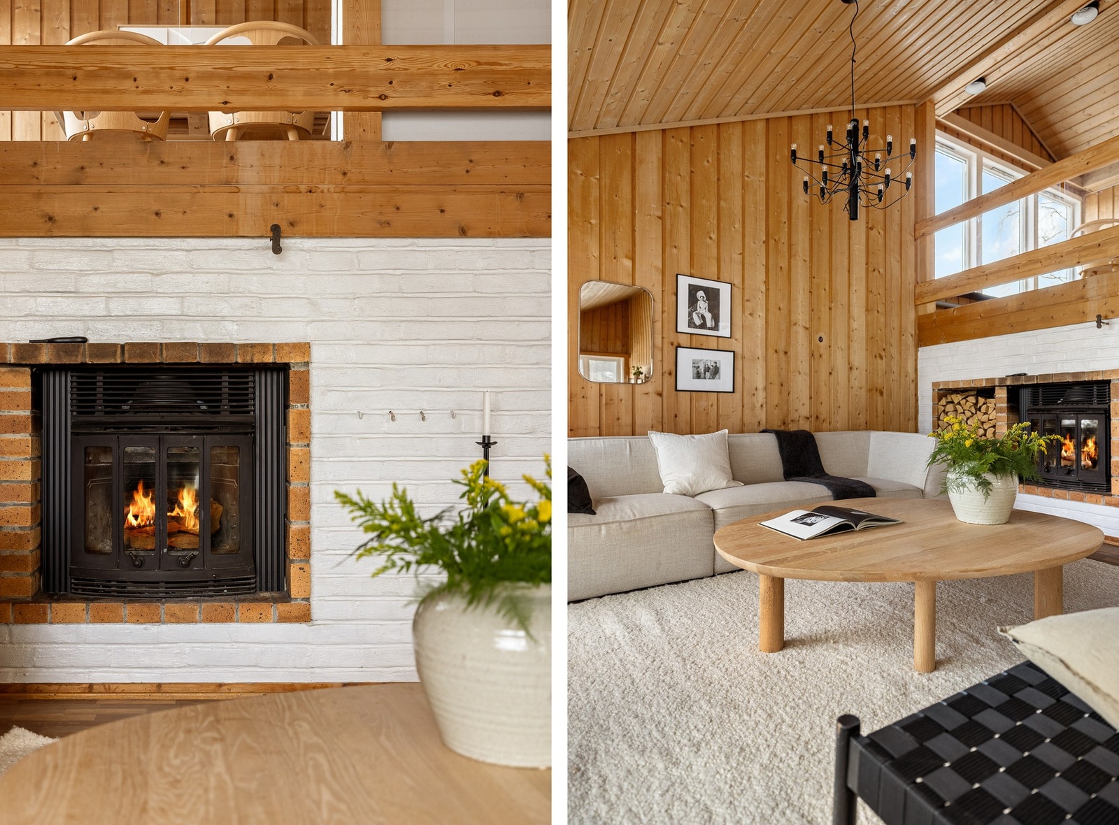 Vedfyring og varmepumpe er primærkildene for oppvarming. Galleribilde