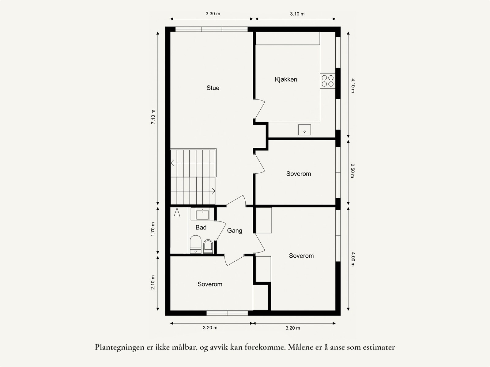 Plantegning 2. etasje. Det er i tillegg et stort loft til lagring. Galleribilde