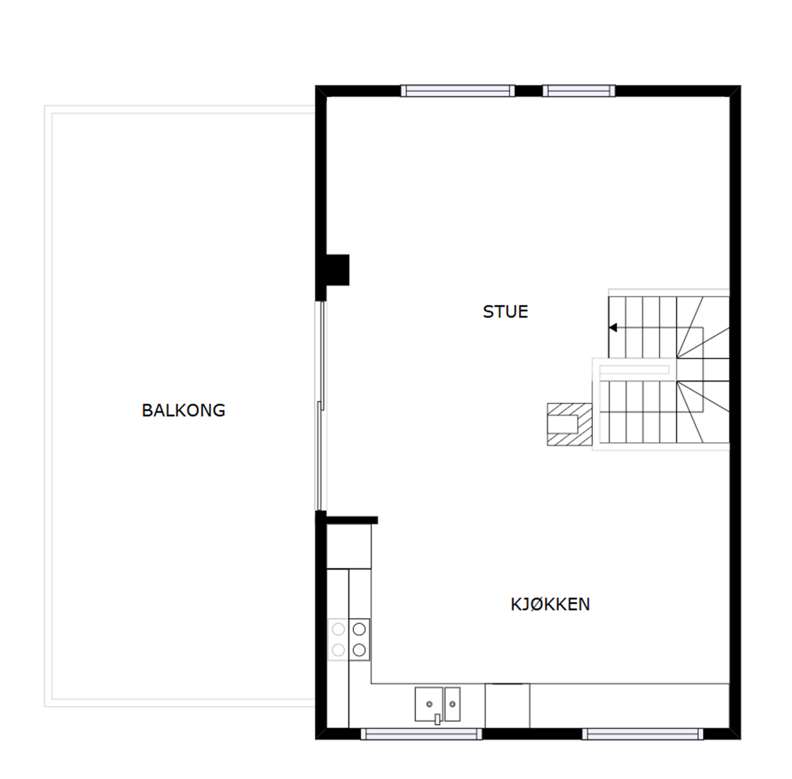 Veiledende skisse av andre etasje. Galleribilde