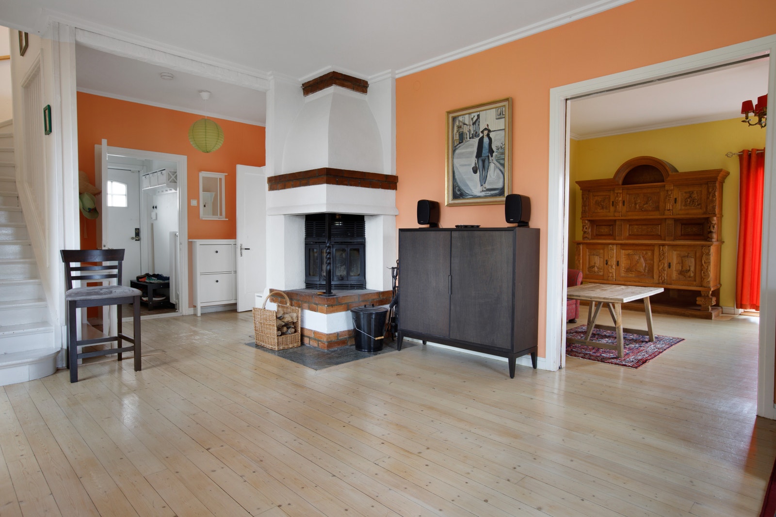 Härligt värmande öppen spis med insats Galleribilde