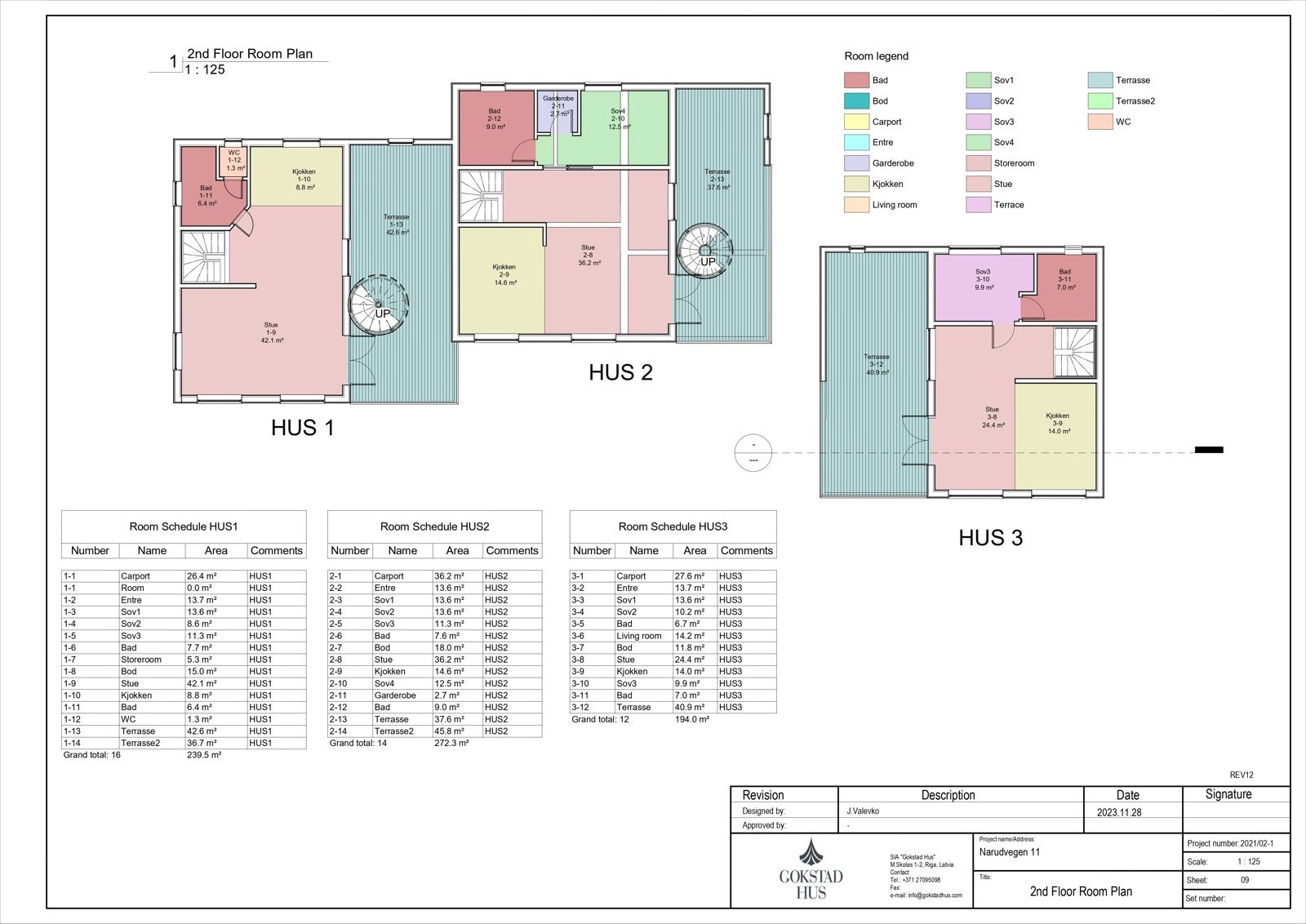 Plan 2 alle 3 boliger. Galleribilde