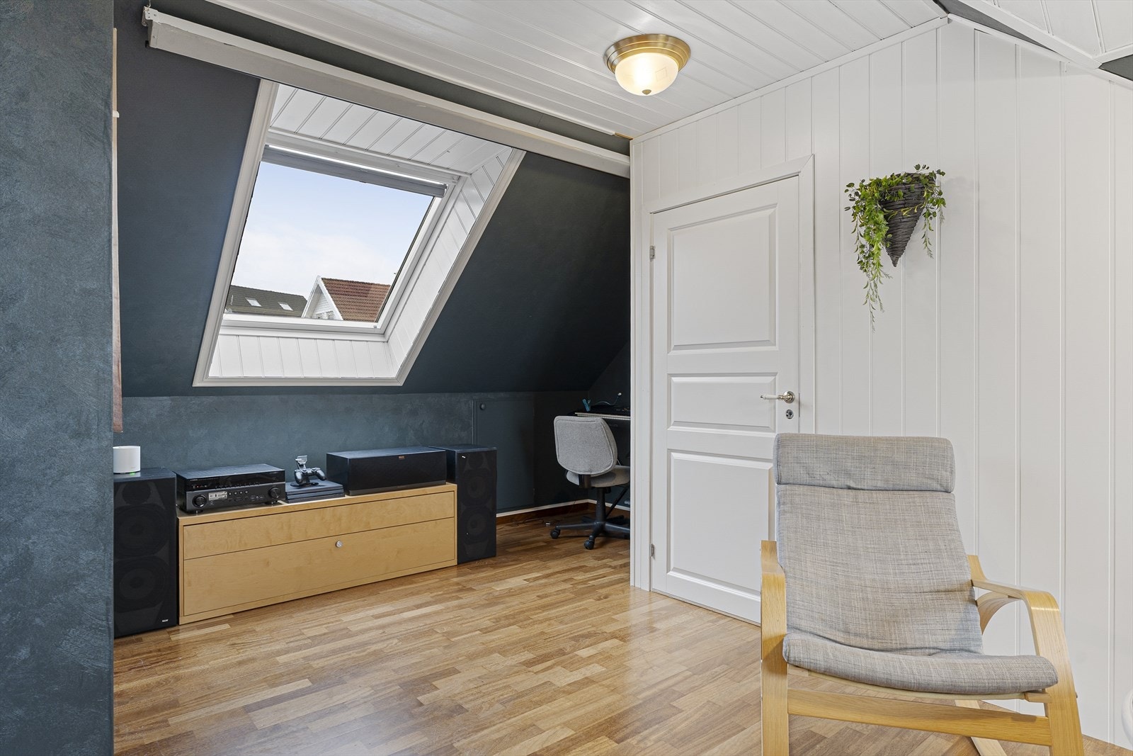 I 2024 ble det satt opp ny lettvegg og malt vegger i loftstuen Galleribilde