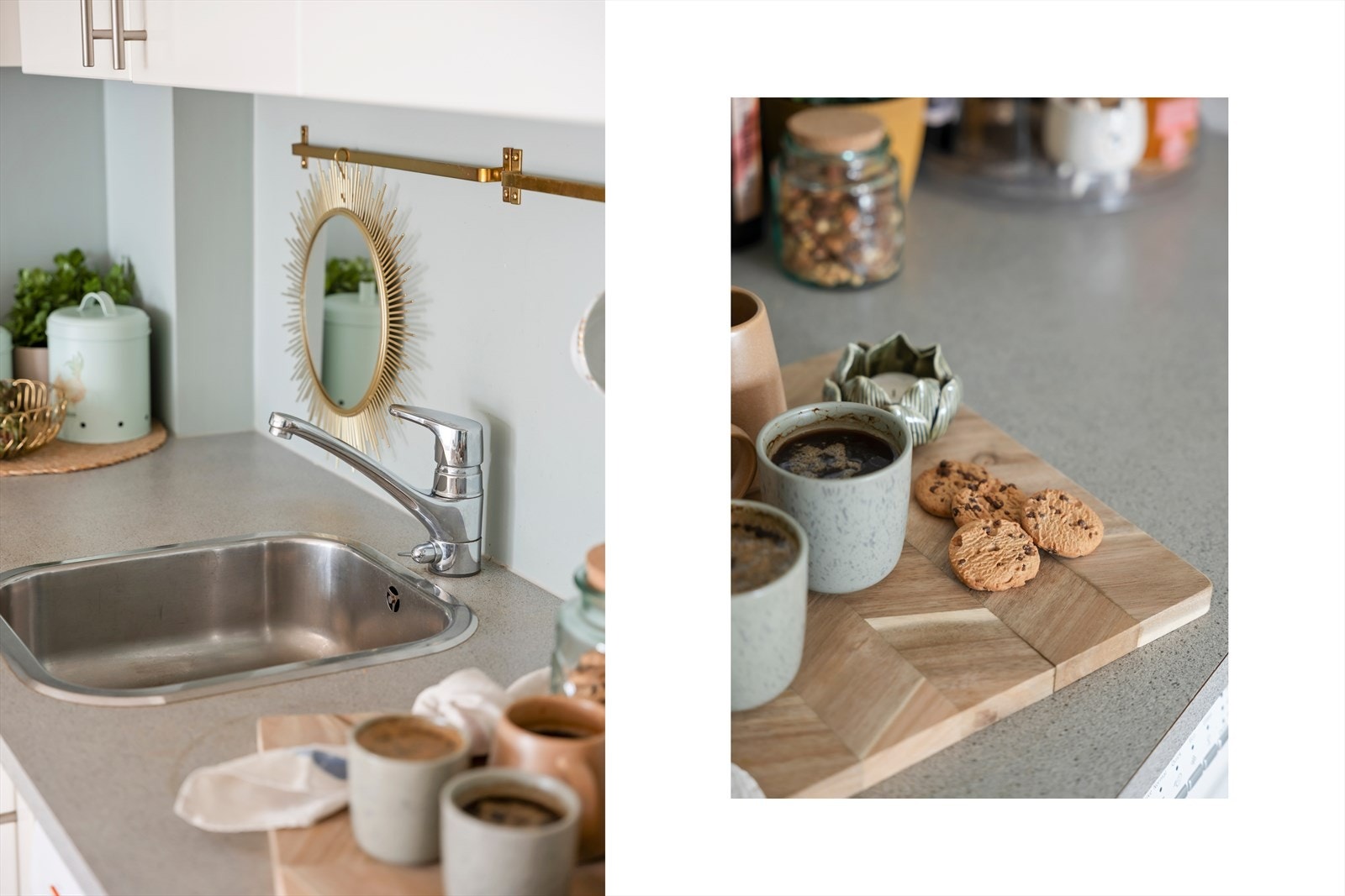 Frittstående hvitevarer som komfyr, oppvaskmaskin og kjøl-/fryseskap medfølger. Galleribilde