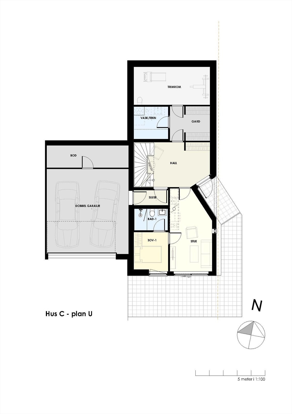 Plantegning u. etg. Galleribilde