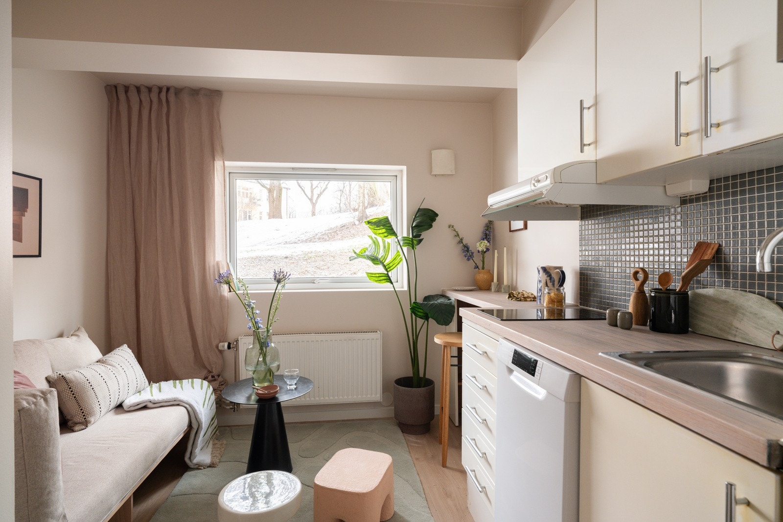 God og moderne standard med pen enstavs laminat på gulv og glatte overflater malt i en lys innbydende farge. Galleribilde