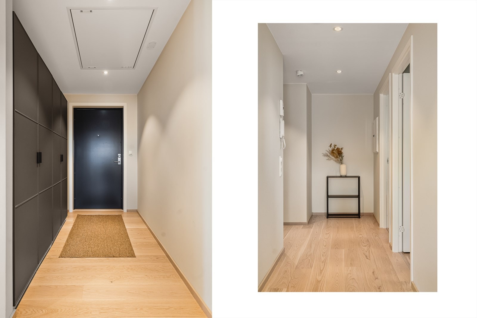 Velkommen inn - Innbydende entré, som er innredet med stort garderobeskap med god plass til oppbevaring av yttertøy. Galleribilde