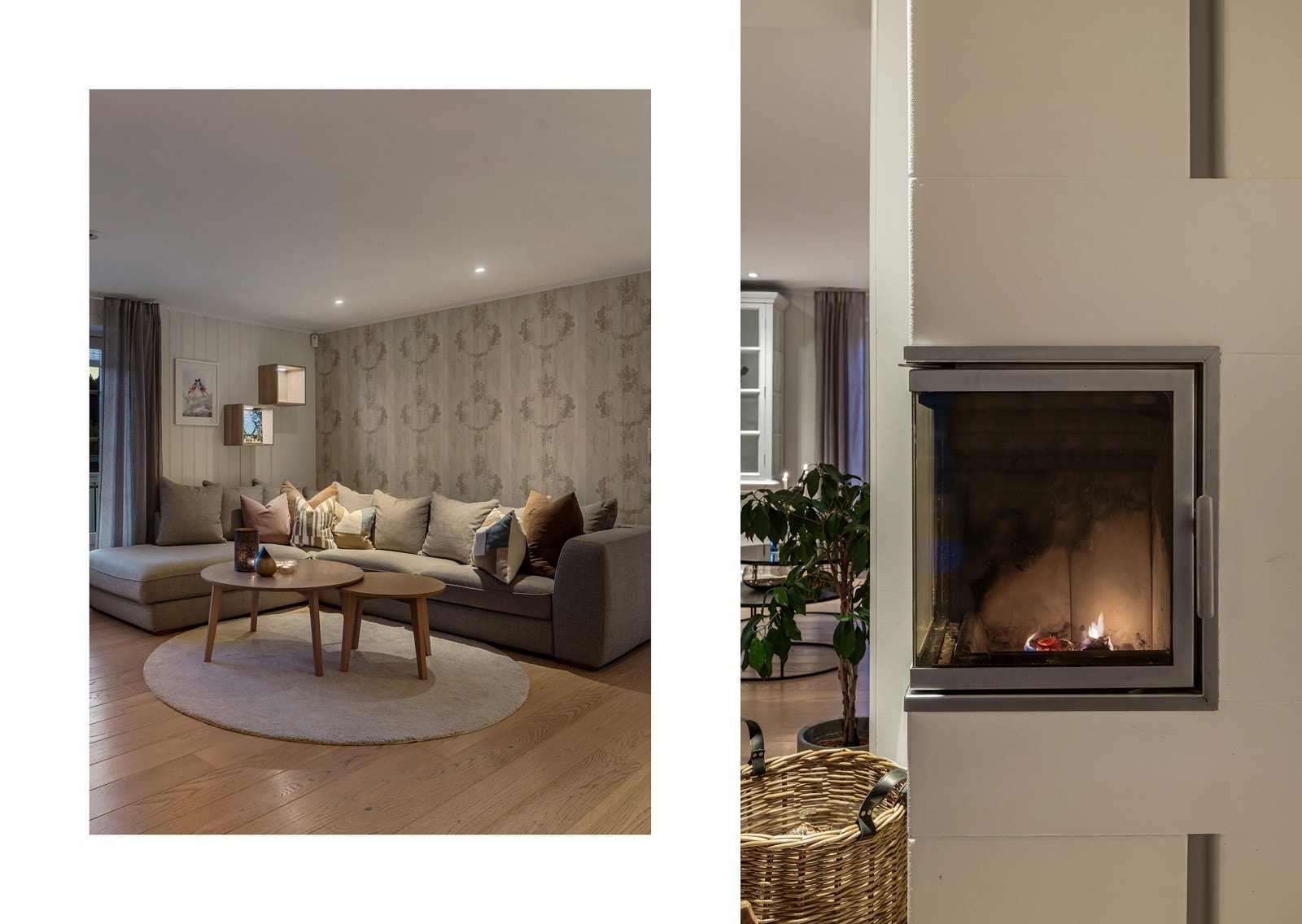 Ny eier kan innrede med en avslappende sofagruppe i egen sone og det er god plass til langbord i en annen del av stuen. Galleribilde