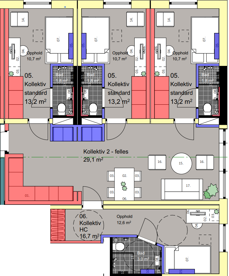Plantegning Kollektiv sør Galleribilde