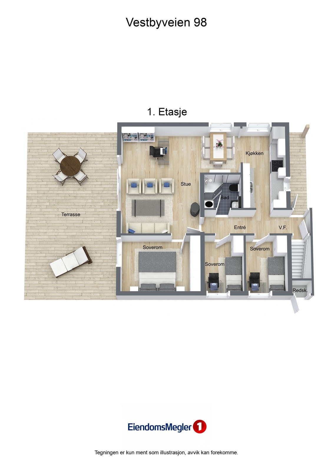 Vestbyveien 98 - 3D - 1. Etasje Galleribilde