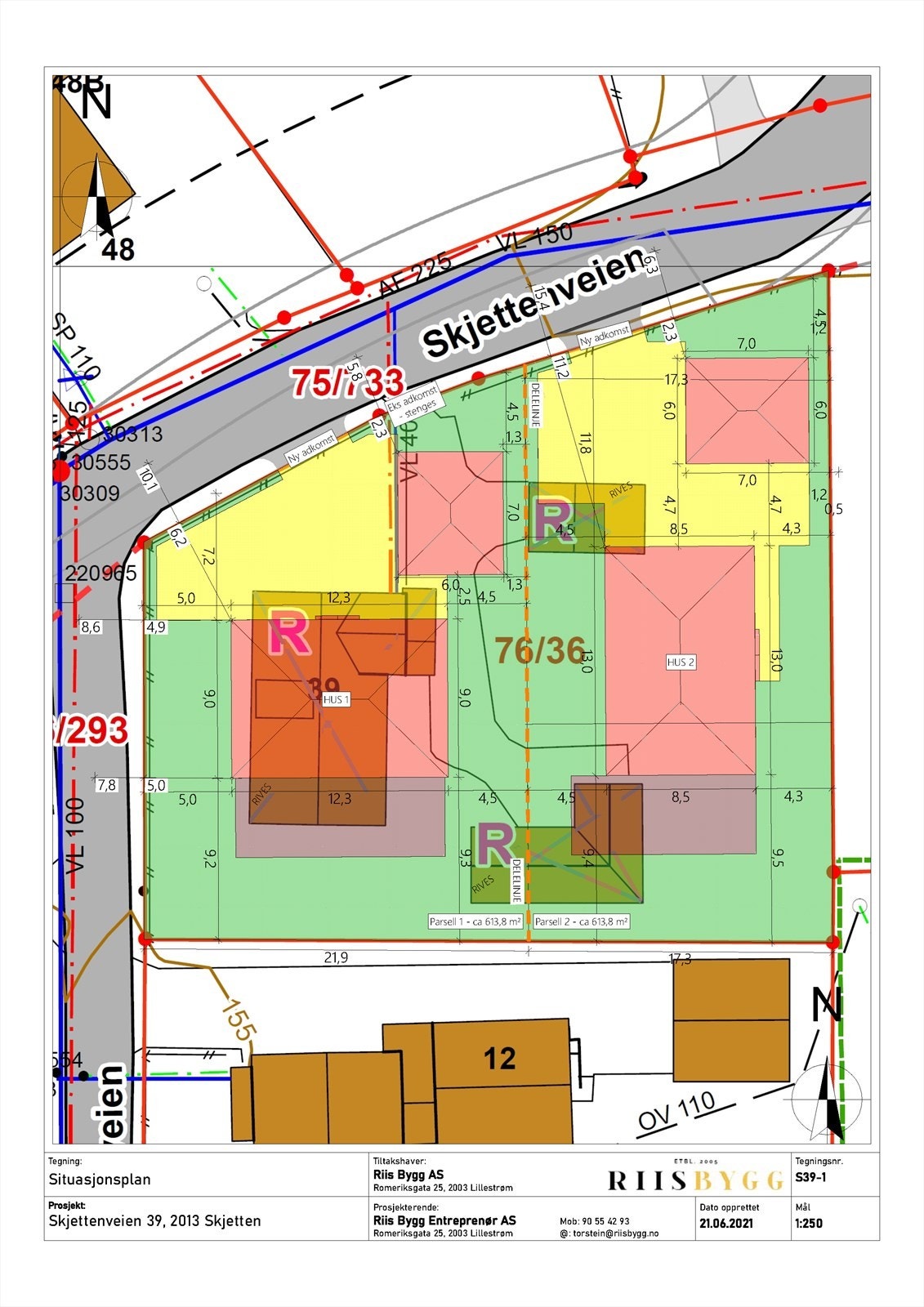Huset til venstre er ferdigstillet, solgt og overlevert. Boligen til høyre presenteres her for salg. .jpg Galleribilde