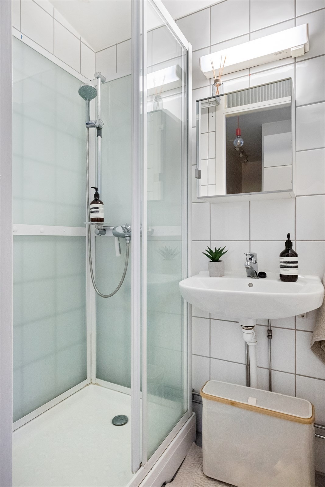 Her får du servant, toalett og dusjkabinett. I tillegg er det mekanisk avtrekk. Galleribilde