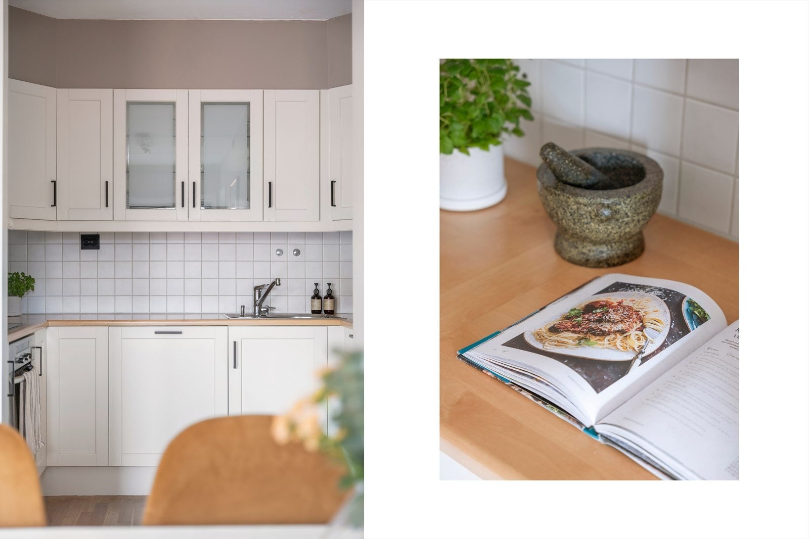 Den åpne løsningen mellom stue og kjøkken skaper en sosial og praktisk sone med gode møbleringsmuligheter. Galleribilde