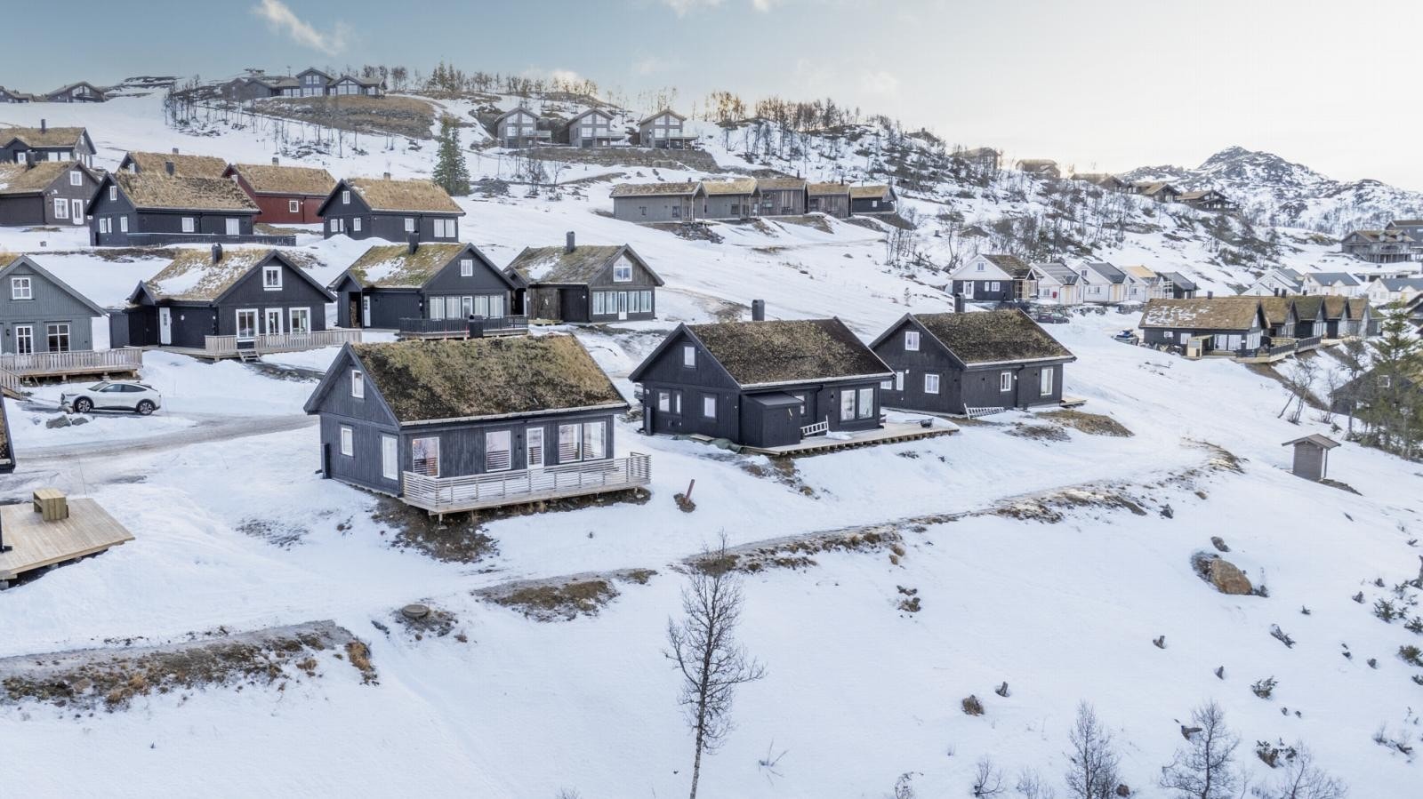 Hytta ligger i fremste rekke Galleribilde