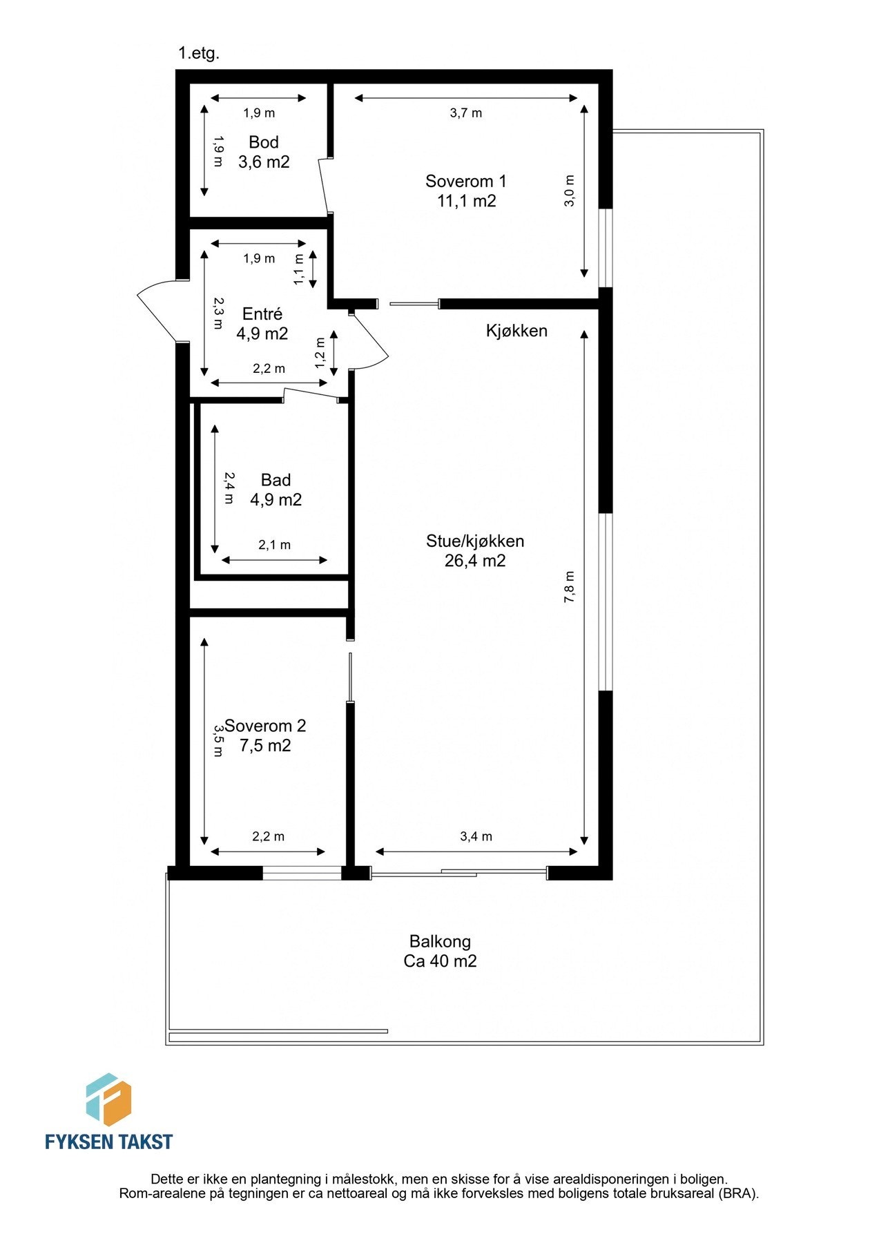 Målsatt planskisse. Galleribilde