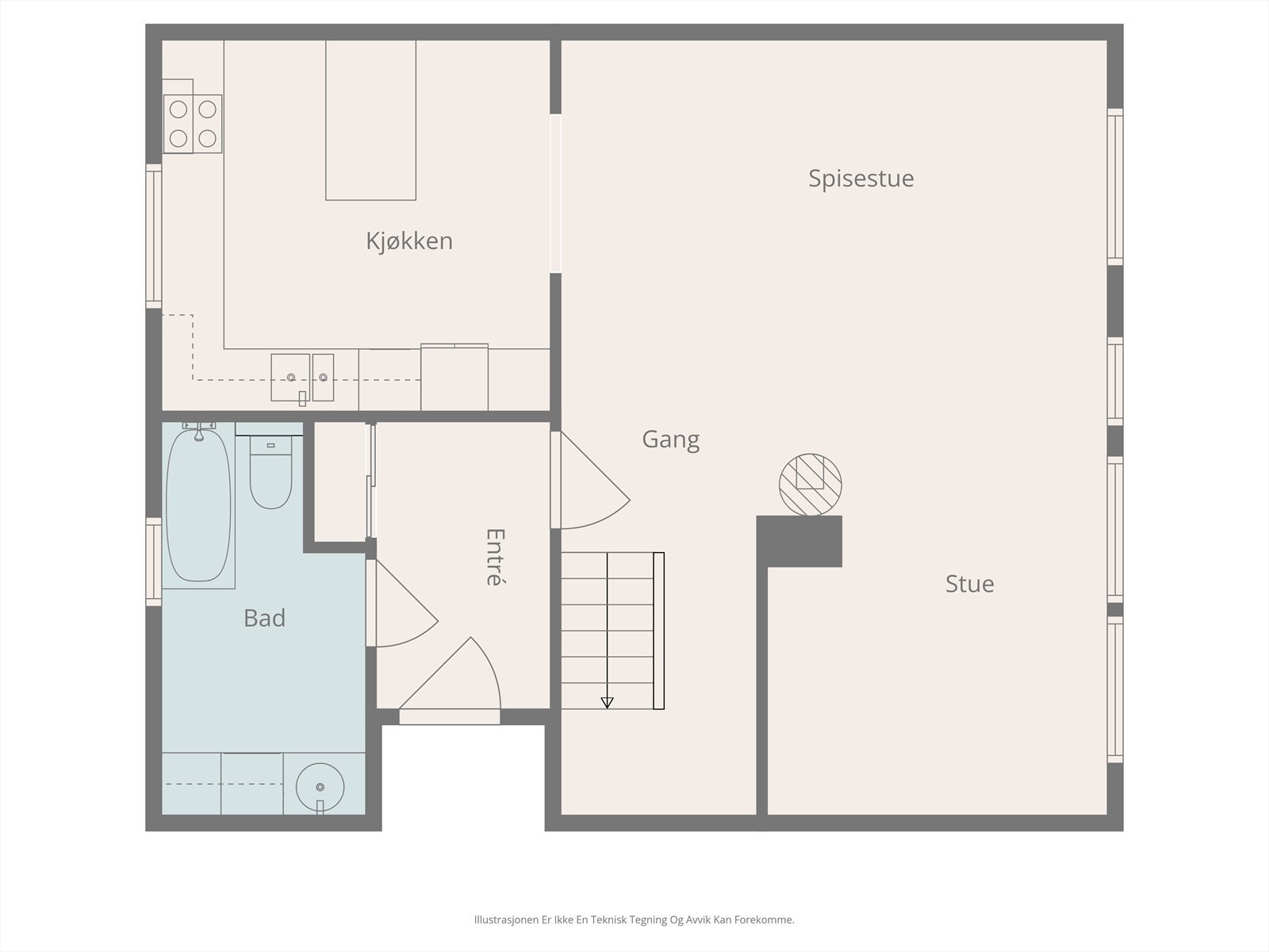 Plantegning, 1.etasje. Galleribilde