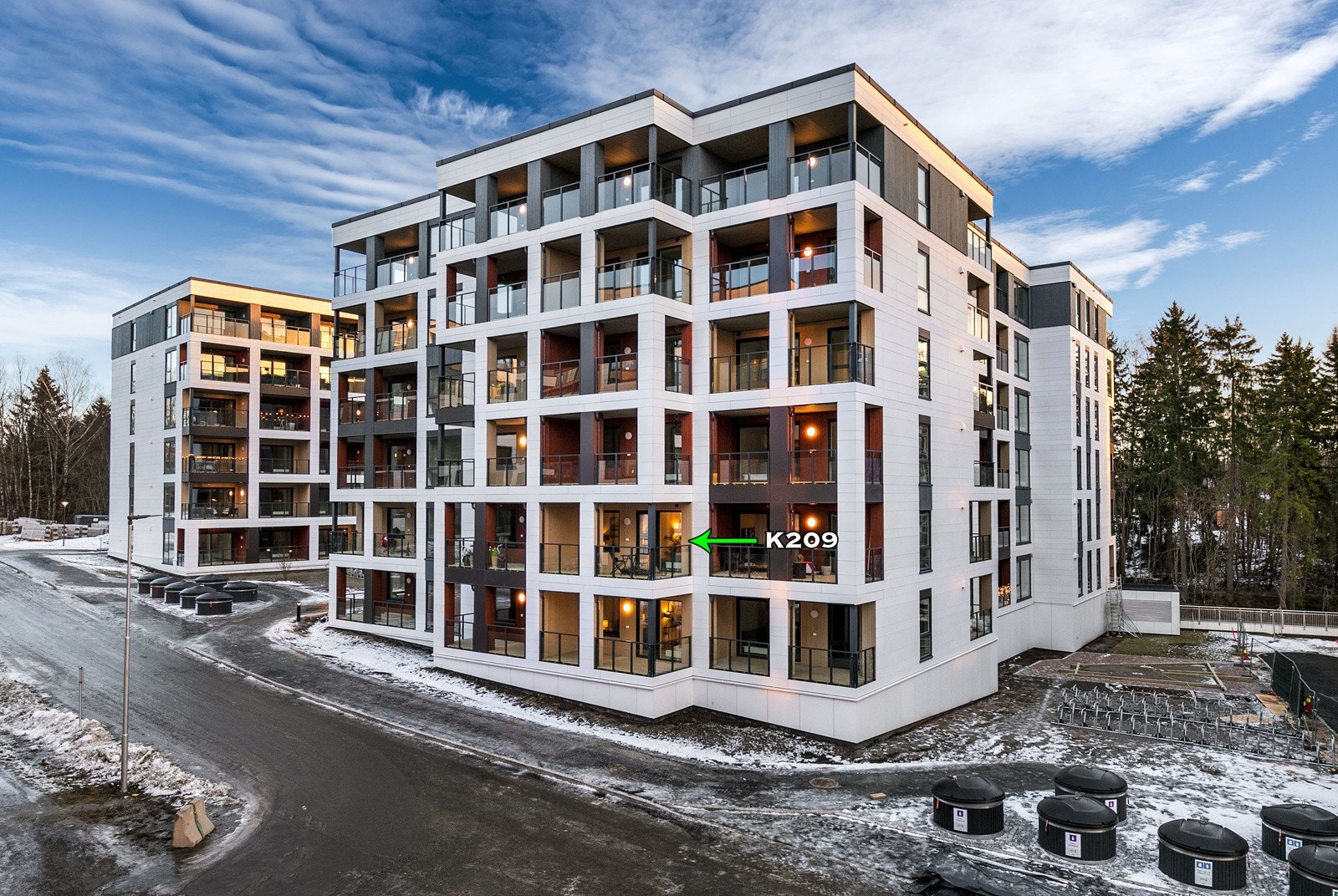 Bygg K består av 66 boligenheter, nyoppført i 2024 Galleribilde