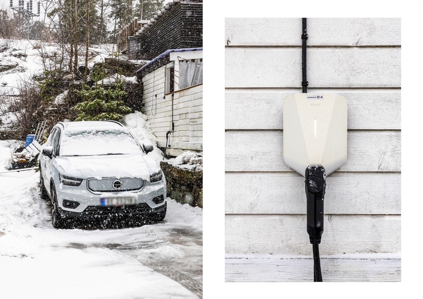 Det er montert el-bil lader ved parkeringsplassen. Galleribilde