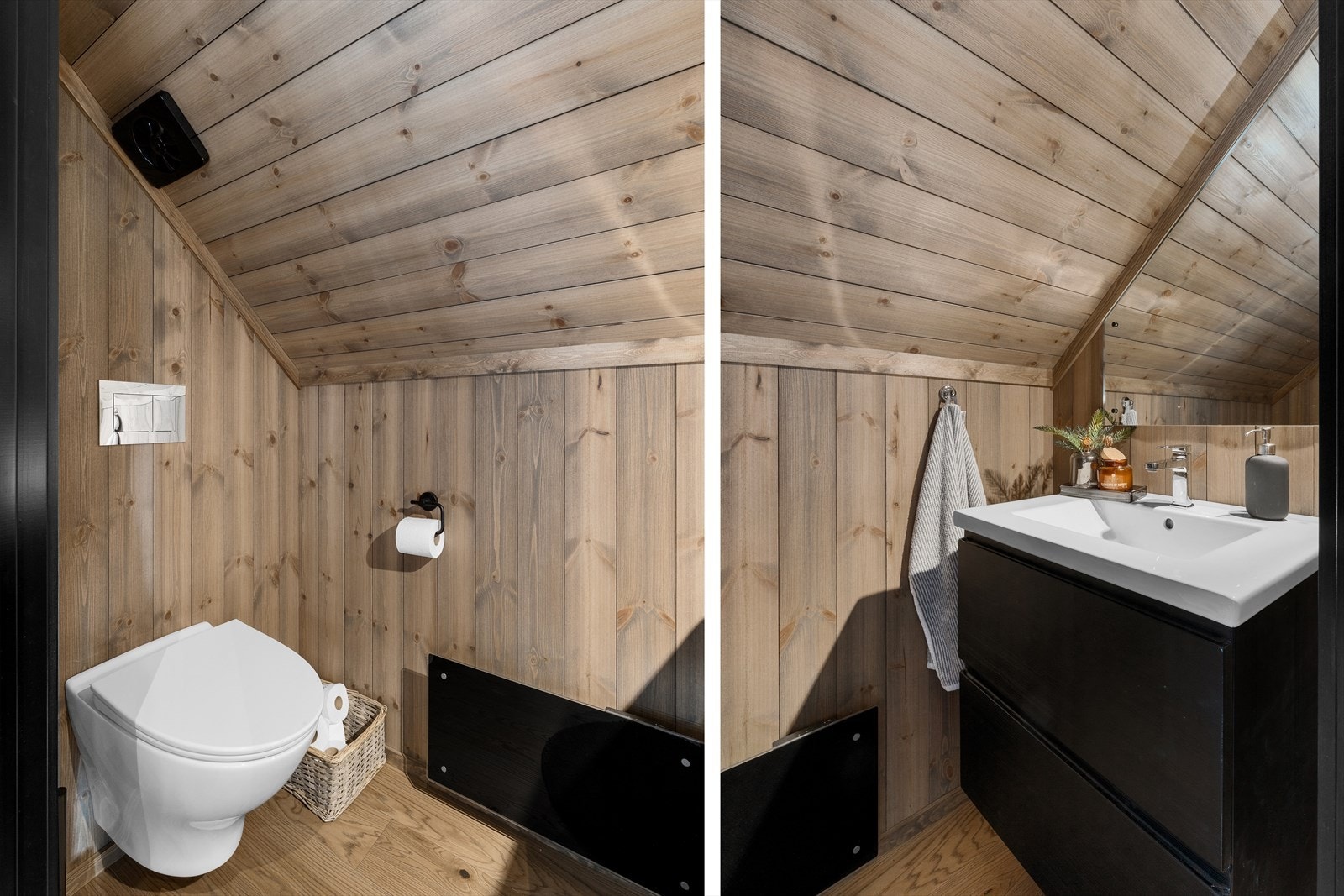 I 2.etasje finnes et praktisk toalettrom med enkel servantinnredning og vegghengt toalett. Galleribilde