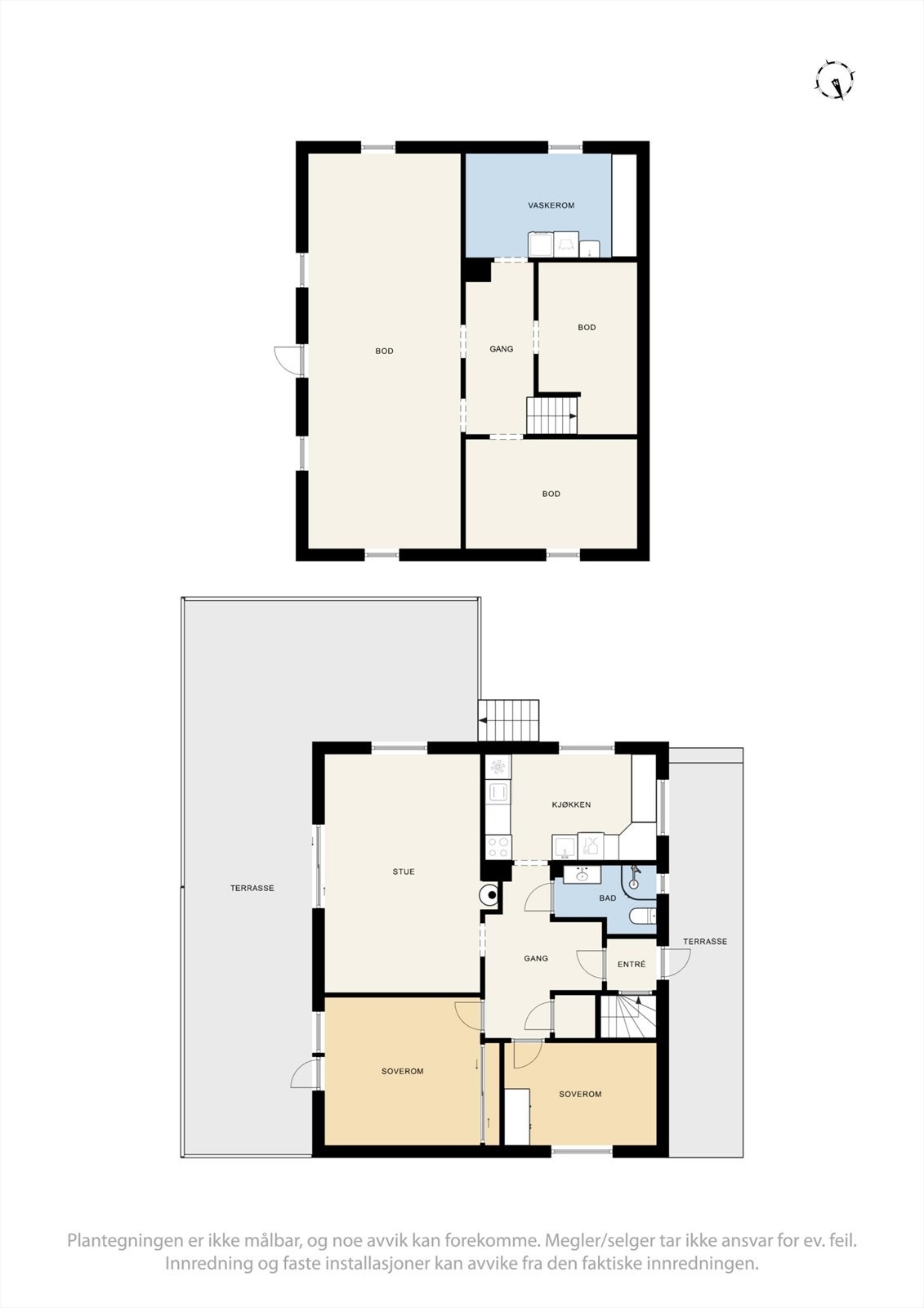 Plantegningen gir en god oversikt over boligens to plan og totale areal på 150 m². Galleribilde