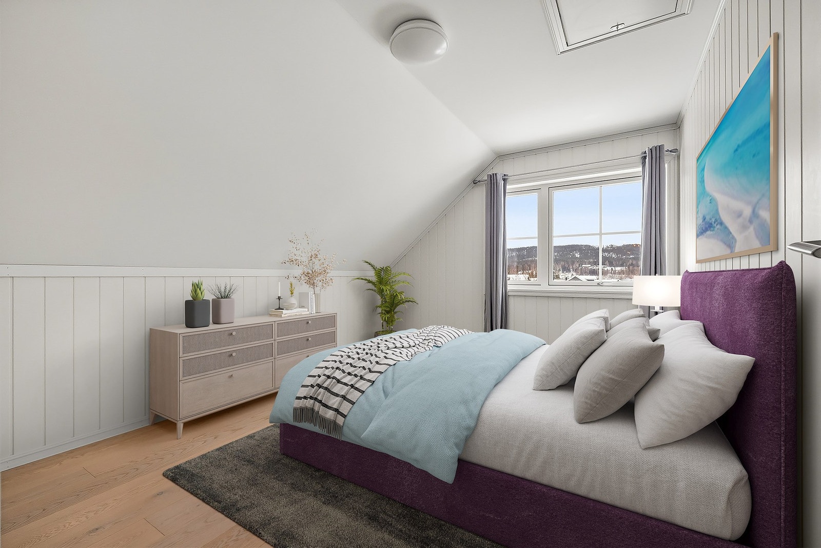 Her får du god plass til seng og tilhørende møblement.
(Bildet er digitalt stylet) Galleribilde