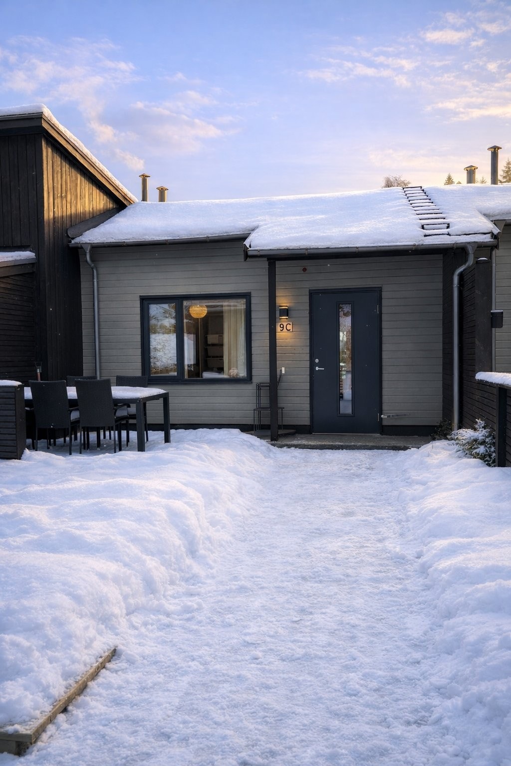 Inngangsparti med stor platting. Galleribilde