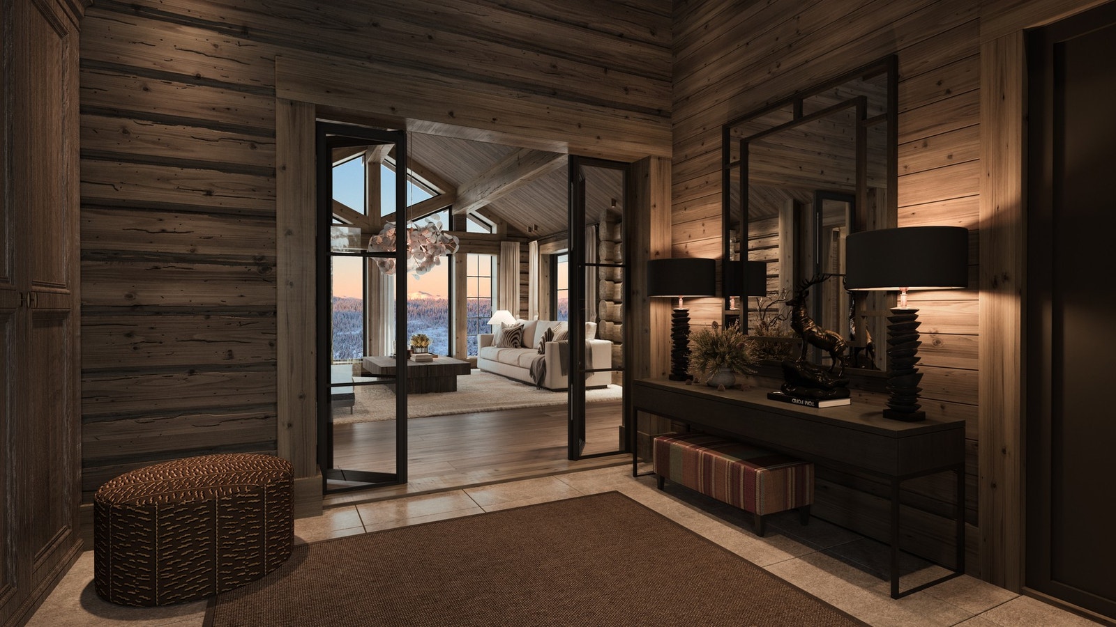 Innbydende og stilig inngangsparti i lekre farger. (Illustrasjonsfoto, avvik vil forekomme) Galleribilde