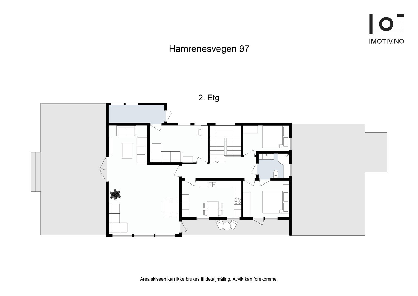 Stue 38 m², kjøkken 12,7 m², vaskerom 6,8 m², hall m/trapp 13,7 m², bad 5,2 m², soverom 7,4 m², soverom 10,3 m² og soverom/TV-stue 14,1 m², Galleribilde