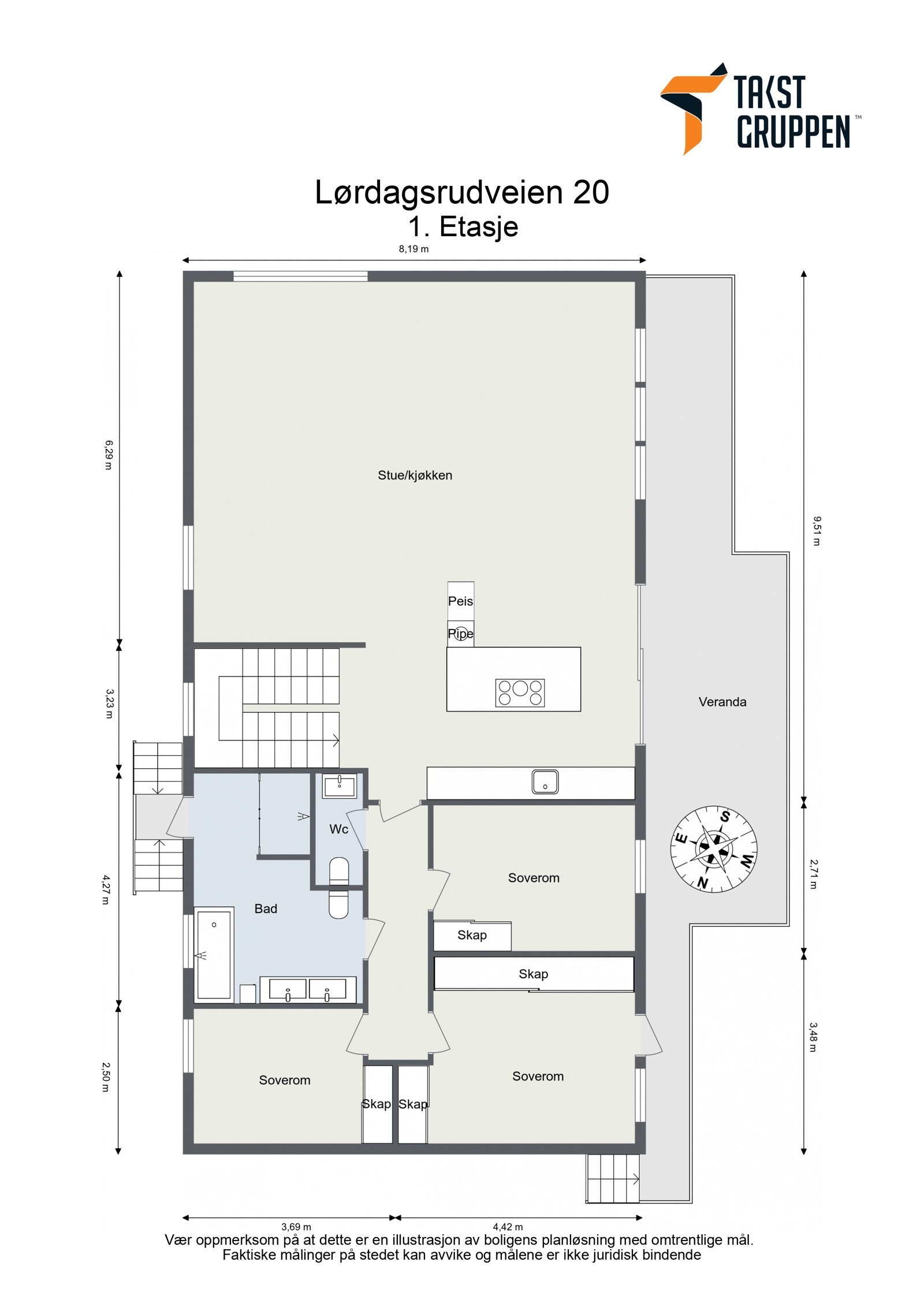 Plantegning 1. etasje Galleribilde