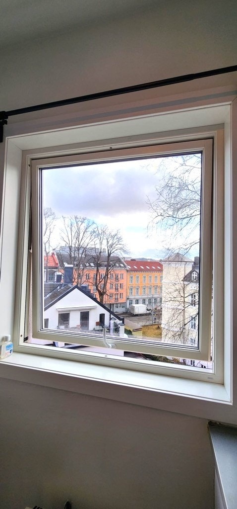 Utsikt fra vindu på kjøkken. Galleribilde