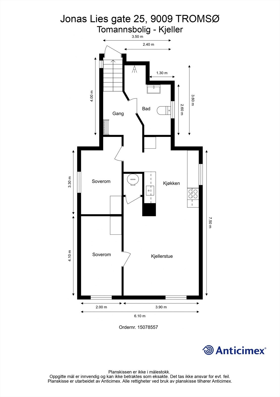 Leiligheten i underetasje leies ut for kr 18 500 pr mnd. Har egen inngang. Galleribilde