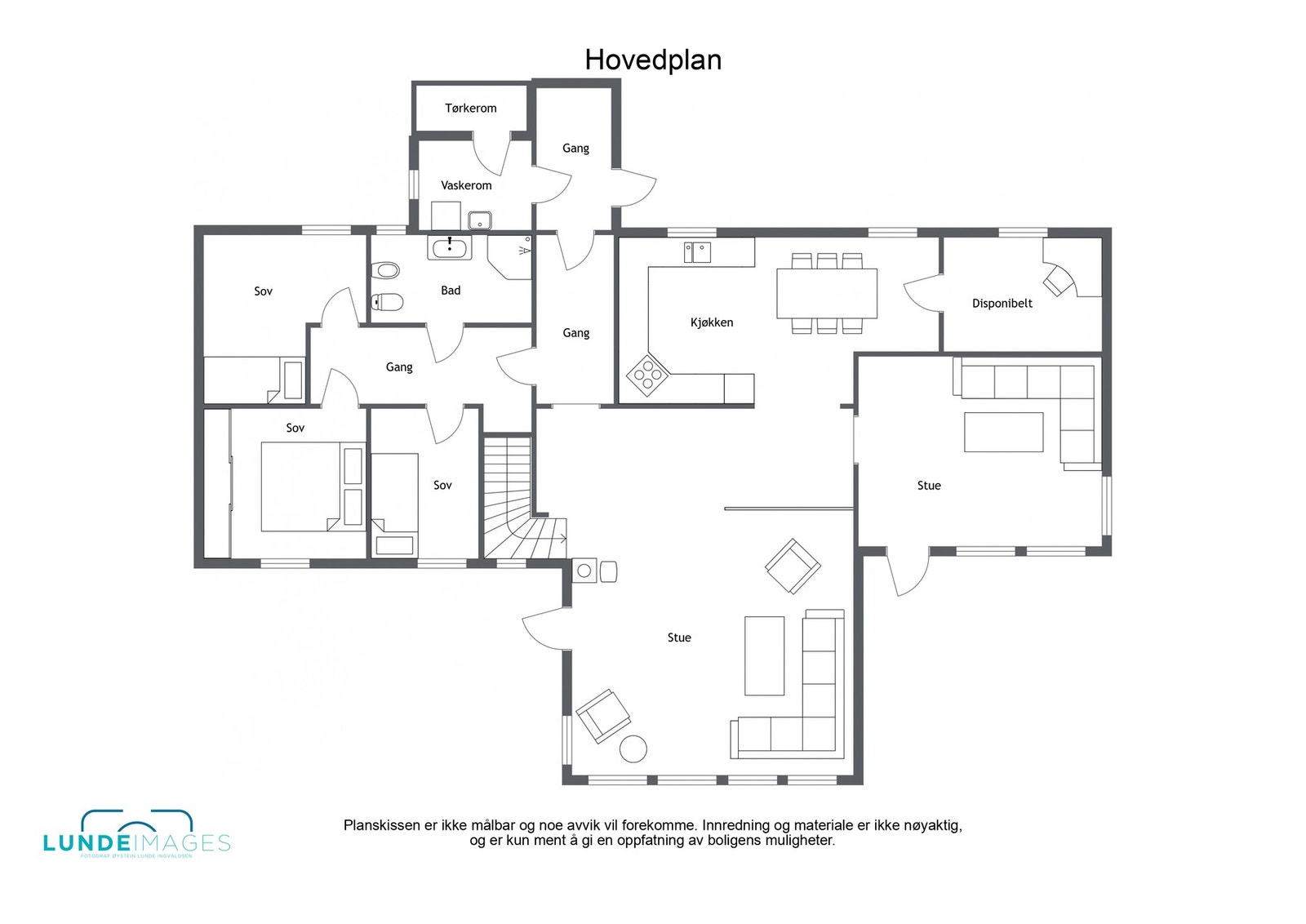 Planskisse hovedetasje (ikke målbar) Galleribilde