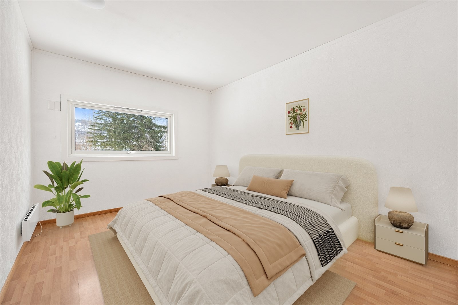 Hovedsoverommet er av god størrelse. Her digitalt innredet. Galleribilde