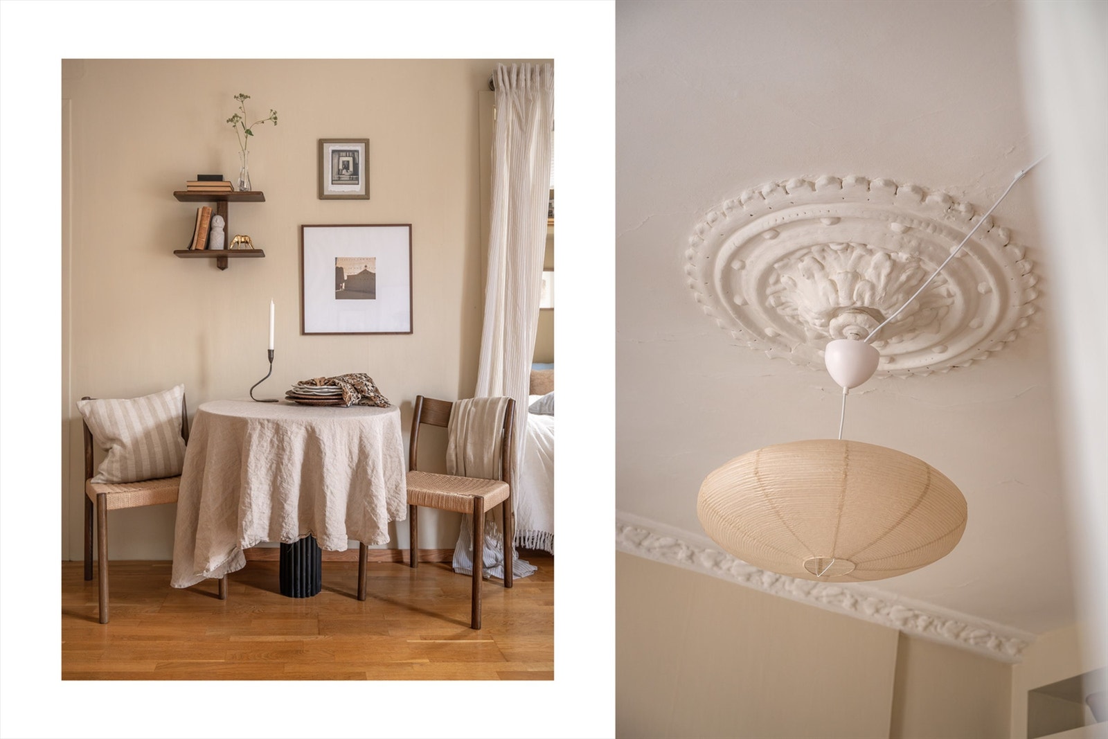 Det er naturlig å møblere med et spisebord i overgang mellom kjøkken og stue. Galleribilde