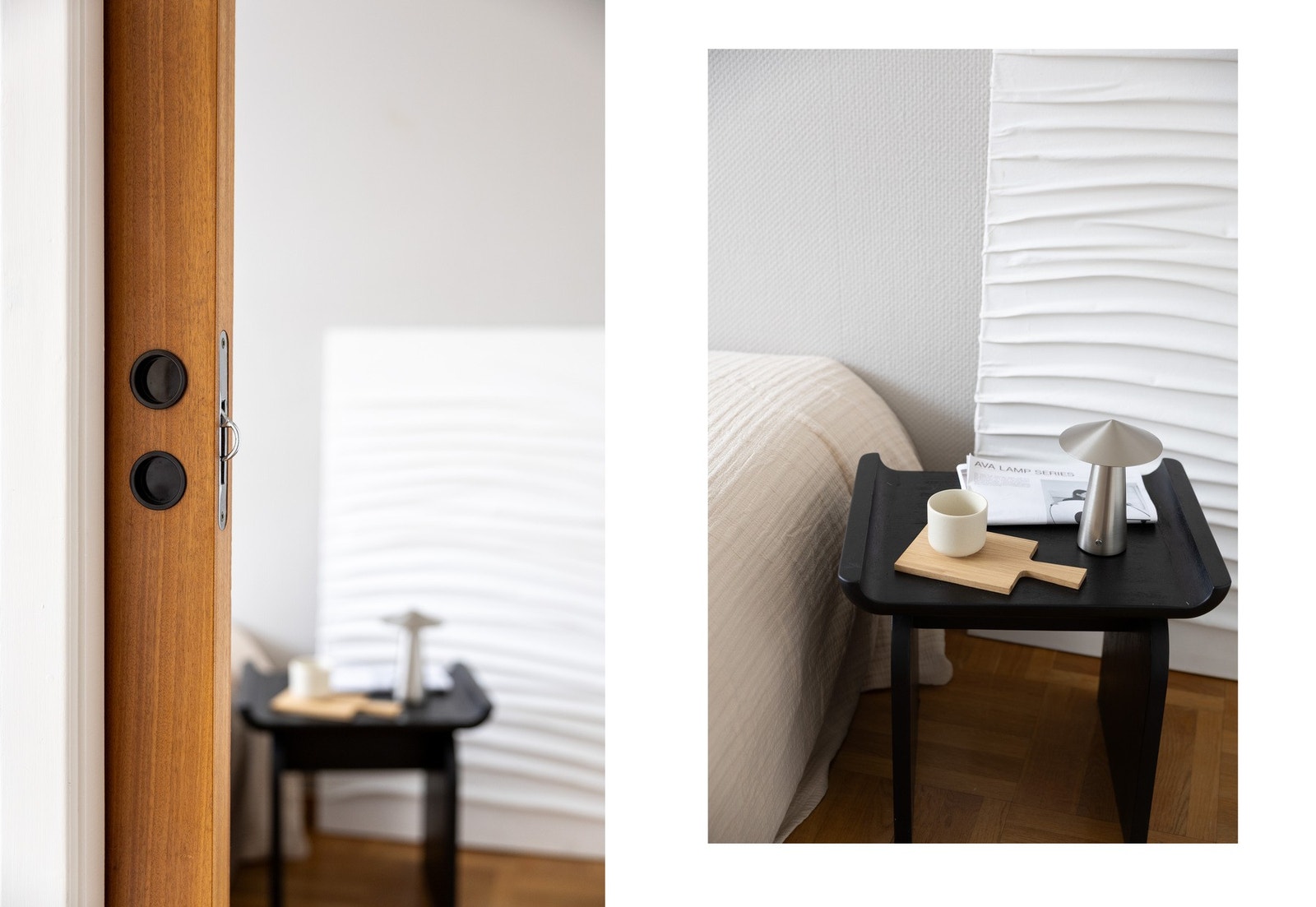 Tilkomst fra stue til soverom via skyvedører. Galleribilde