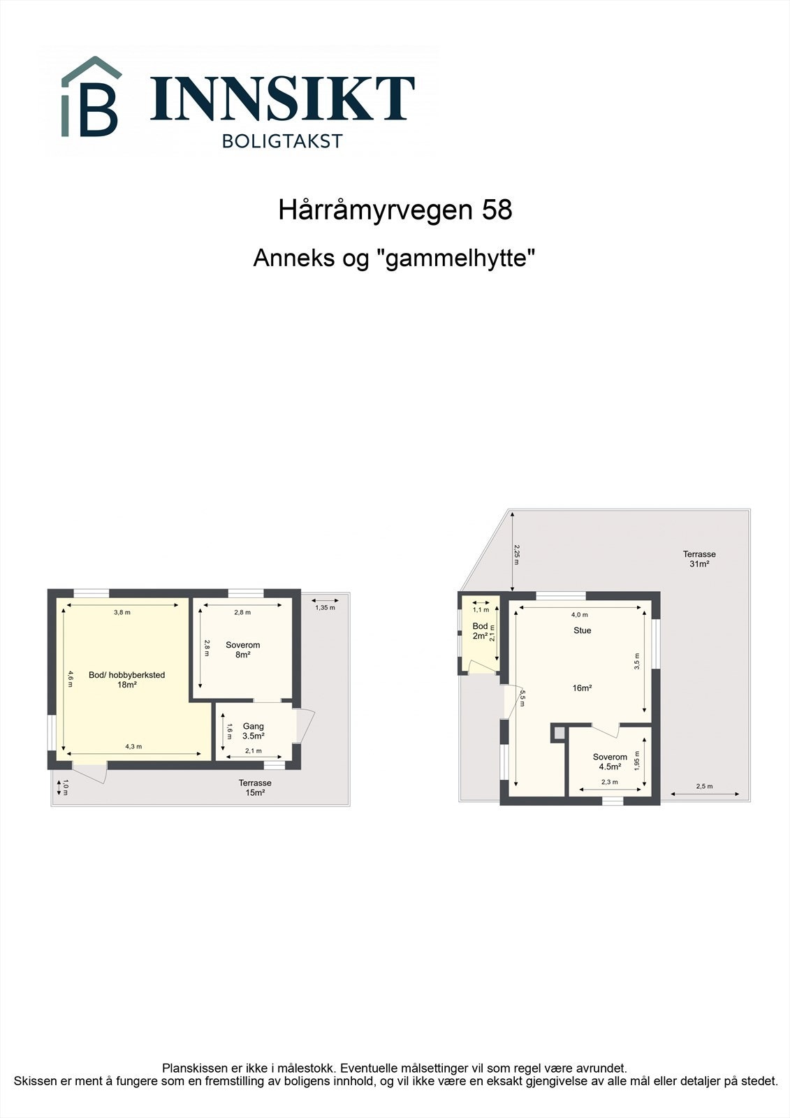 Plantegning "gammelhytte" og anneks Galleribilde